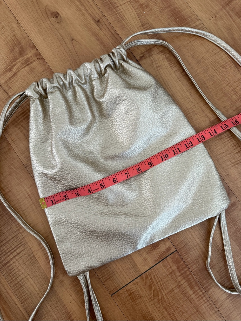 Gold Metallic Drawstring Backpack Bag - Picture 5 of 9